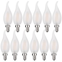 Beonllay Led Candelabra Bulb 25W Equivalent 3000K Soft White Flame Tip Frosted Glass 2W Led Filament Bulb E12 Base Decoration E12 Led Bulb Dimmable 12 Pack