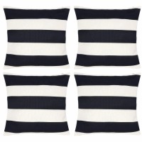 Tiggell 4 Pack Waterproof Pillow Covers Outdoor Throw Pillowcases Decorative Garden Cushion Case For Home Garden Patio Couch Balcony Striped (18 * 18 Inch, Black & White)