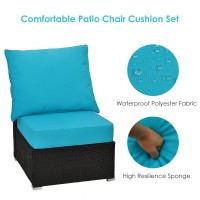 Giantex Patio Cushion Set With Pillow, Deep Seat And Back Cushion, Outdoor Chair Pads With Ties, Cushion Replacement For Patio Furniture, Waterproof 6 Inch Thick Indoor Floor Cushion