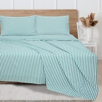 Royale Linens 300 Thread Count 100 Long Staple Combed Cotton Stripe Sheet Set 3 Piece Twin Bed Sheet 1 Fitted Sheet 1 Flat