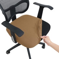 Forcheer Office Desk Chair Seat Covers Water Resistant Jacquard Computer Chair Seat Cushion Slipcovers-Camel