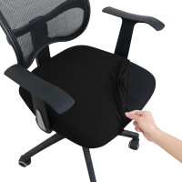 Forcheer Office Desk Chair Seat Covers Water Resistant Jacquard Computer Chair Seat Cushion Slipcovers-Black