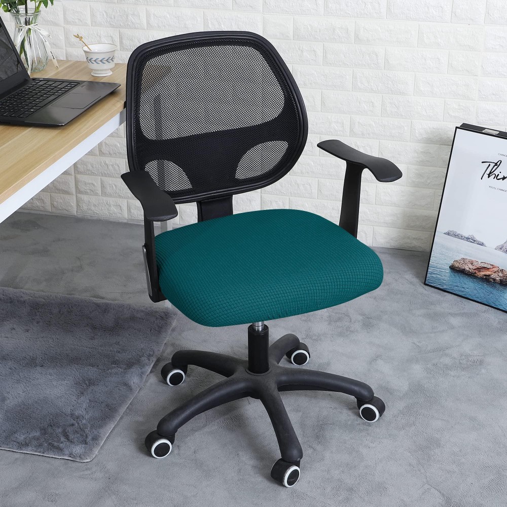 Forcheer Office Desk Chair Seat Covers Water Resistant Jacquard Computer Chair Seat Cushion Slipcovers-Teal