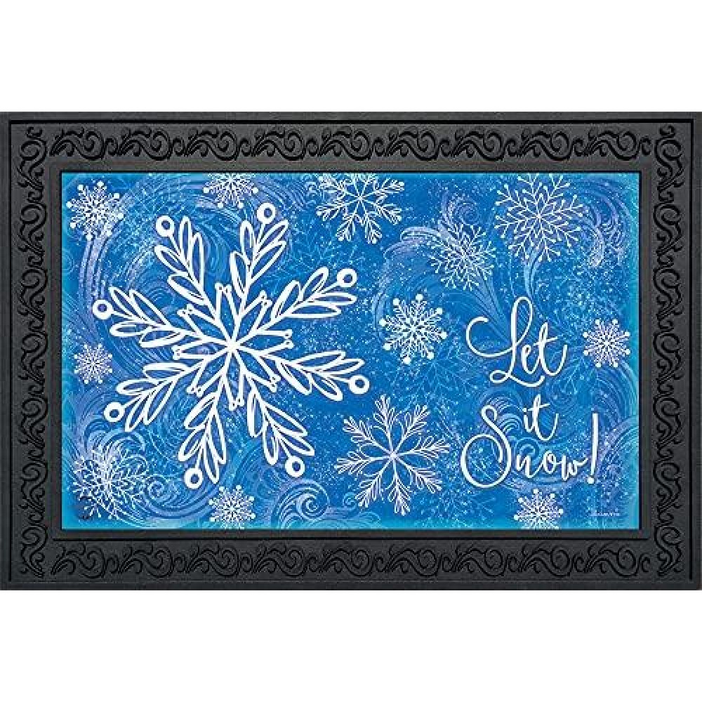 Briarwood Lane Glistening Snowflakes Winter Doormat Let It Snow Indoor Outdoor 30 X 18