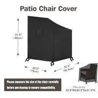 Siruiton Patio Furniture Cover Set ,Fit For 4 Pieces Patio Outdoor Rattan, Wicker Chair Conversation Furniture Sets,Heavy Duty Durable And Water Resistant Fabric (Black)