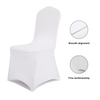 Bricia 50 Pcs White Stretch Spandex Chair Slipcovers, Dining Room Chair Covers Stretch Chair Slipcovers Protector For Wedding, Banquet, And Party