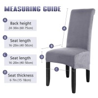 Mifxin Large Dining Chair Covers Stretch Suede Velvet Xl Size Chair Slipcover Spandex Soft Washable Chair Protector Seat Covers For Dining Room Kitchen Hotel Wedding Banquet (6 Pack, Light Grey)