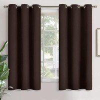 Youngstex Brown Blackout Curtains For Bedroom Thermal Insulated With Grommet 63 Inches Length Room Darkening Window Drapes For L