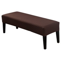 Searchi Dining Bench Cover, Stretch Washable Upholstered Bench Slipcover, Jacquard Bench Seat Protector, Rectangle Bench Covers For Dining Room, Bedroom, Living Room, Kitchen (Coffee)
