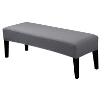 Searchi Dining Bench Cover, Stretch Washable Upholstered Bench Slipcover, Jacquard Bench Seat Protector, Rectangle Bench Covers For Dining Room, Bedroom, Living Room, Kitchen (Grey)