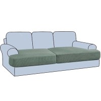 Hversailtex Stretch 2 Piece T Cushion Sofa Slipcovers Individually Sofa Cushion Covers For 2 Cushion Couch Sofa Seat Cushion Co