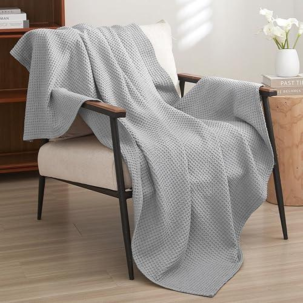 Phf 100 Cotton Waffle Weave Throw Blanket 50X60Lightweight Washed Soft Breathable Blanket For Adult And Kidgreat Blanket