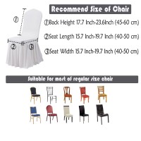 Dimatic Dining Room Chair Covers Set Of 6, Stretch Parsons Slipcovers With Skirt Super Fit Spandex Chair Seat Protector Cover For Dining Room, Hotel, Ceremony (White)