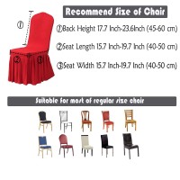 Dimatic Dining Room Chair Covers Set Of 4, Stretch Parsons Slipcovers With Skirt Super Fit Spandex Chair Seat Protector Cover For Dining Room, Hotel, Ceremony (Red)