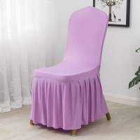Dimatic Dining Room Chair Covers Set Of 2, Stretch Parsons Slipcovers With Skirt Super Fit Spandex Chair Seat Protector Cover For Dining Room, Hotel, Ceremony (Lavender)