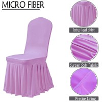 Dimatic Dining Room Chair Covers Set Of 2, Stretch Parsons Slipcovers With Skirt Super Fit Spandex Chair Seat Protector Cover For Dining Room, Hotel, Ceremony (Lavender)