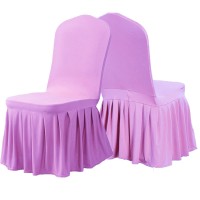 Dimatic Dining Room Chair Covers Set Of 2, Stretch Parsons Slipcovers With Skirt Super Fit Spandex Chair Seat Protector Cover For Dining Room, Hotel, Ceremony (Lavender)