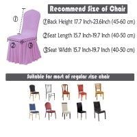 Dimatic Dining Room Chair Covers Set Of 2, Stretch Parsons Slipcovers With Skirt Super Fit Spandex Chair Seat Protector Cover For Dining Room, Hotel, Ceremony (Lavender)