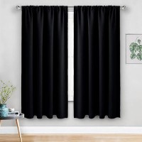 Jiuzhen Black Out Curtains 63 Inch Long Thermal Insulated Room Darkening Noise Reducing Curtains With Tiebacks Blackout Curta