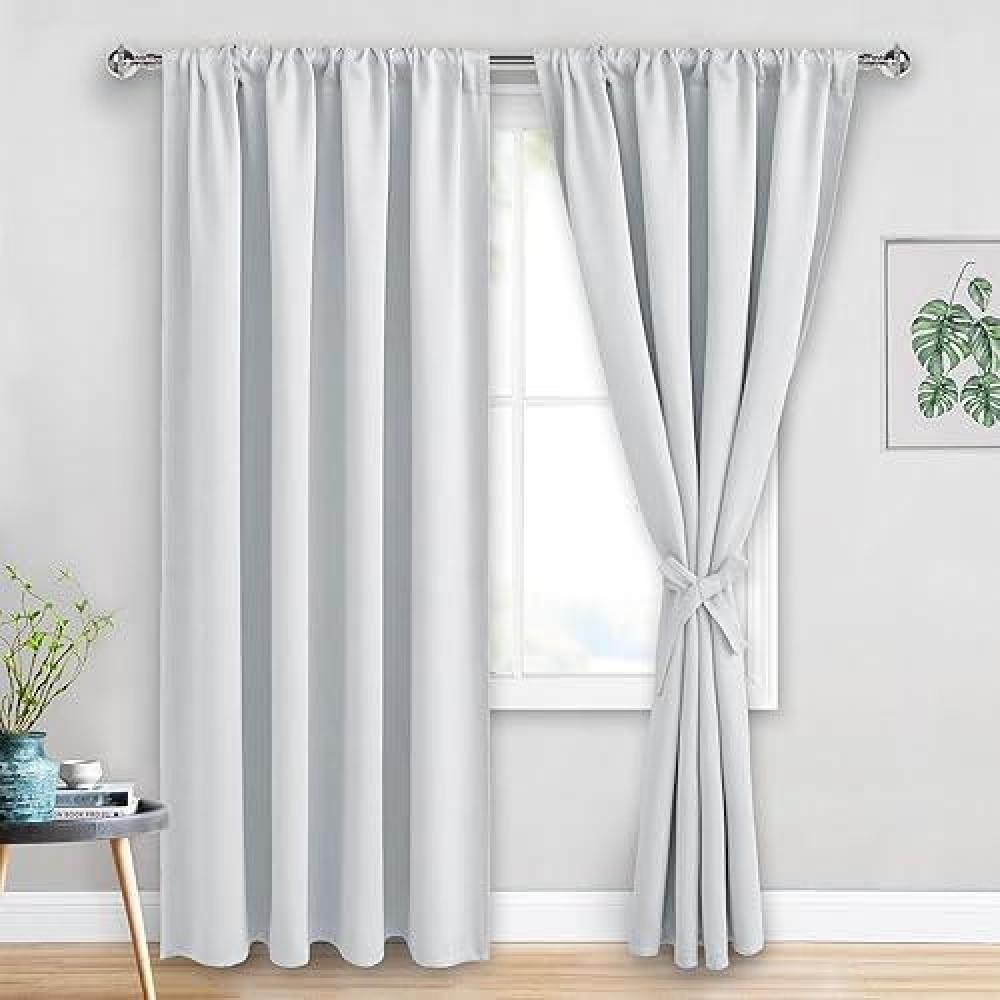 Jiuzhen Curtains For Bedroom Thermal Insulated Room Darkening Noise Reducing 52 X 84 Inch Blackout Curtains For Living Room