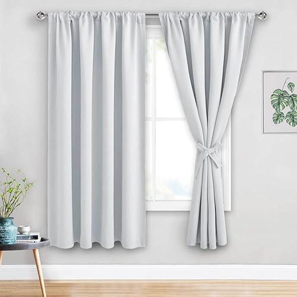 Jiuzhen Curtains For Bedroom Thermal Insulated Room Darkening Noise Reducing 52 X 63 Inch Blackout Curtains For Living Room