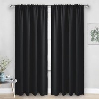 Jiuzhen Halloween Black Blackout Curtains For Bedroom Curtains 84 Inch Length 2 Panels Set With Tiebacks Thermal Insulated Ro