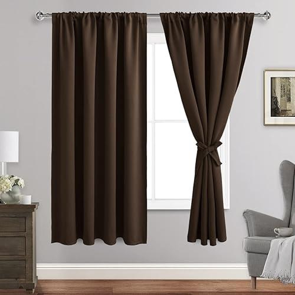 Jiuzhen Blackout Curtains For Bedroom Thermal Insulated Room Darkening Noise Reducing 52 X 63 Inch Length Curtains For Living