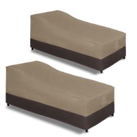 Easy-Going Waterproof Outdoor Chaise Lounge Cover, Heavy Duty Patio Lounge Chair Cover, Windproof Outdoor Furniture Cover With Air Vent 2 Pack-78Wx35.5Dx33H Inch, Camel/Dark Brown