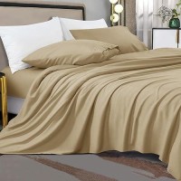 Shilucheng Queen Size Sheet Set - Breathable & Cooling Bed Sheets - Soft 1800 Thread Count Microfiber - Comfy Bedding 16 Inch Deep Pockets & Easy Fit - 4 Piece(Queen  Beige)