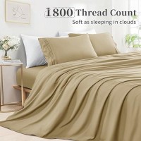 Shilucheng Queen Size Sheet Set - Breathable & Cooling Bed Sheets - Soft 1800 Thread Count Microfiber - Comfy Bedding 16 Inch Deep Pockets & Easy Fit - 4 Piece(Queen  Beige)