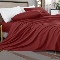 Shilucheng Queen Size Sheet Set - Breathable & Cooling Bed Sheets - Soft 1800 Thread Count Microfiber - Comfy Bedding 16 Inch Deep Pockets & Easy Fit - 4 Piece (Queen  Burgundy)