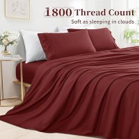 Shilucheng Queen Size Sheet Set - Breathable & Cooling Bed Sheets - Soft 1800 Thread Count Microfiber - Comfy Bedding 16 Inch Deep Pockets & Easy Fit - 4 Piece (Queen  Burgundy)