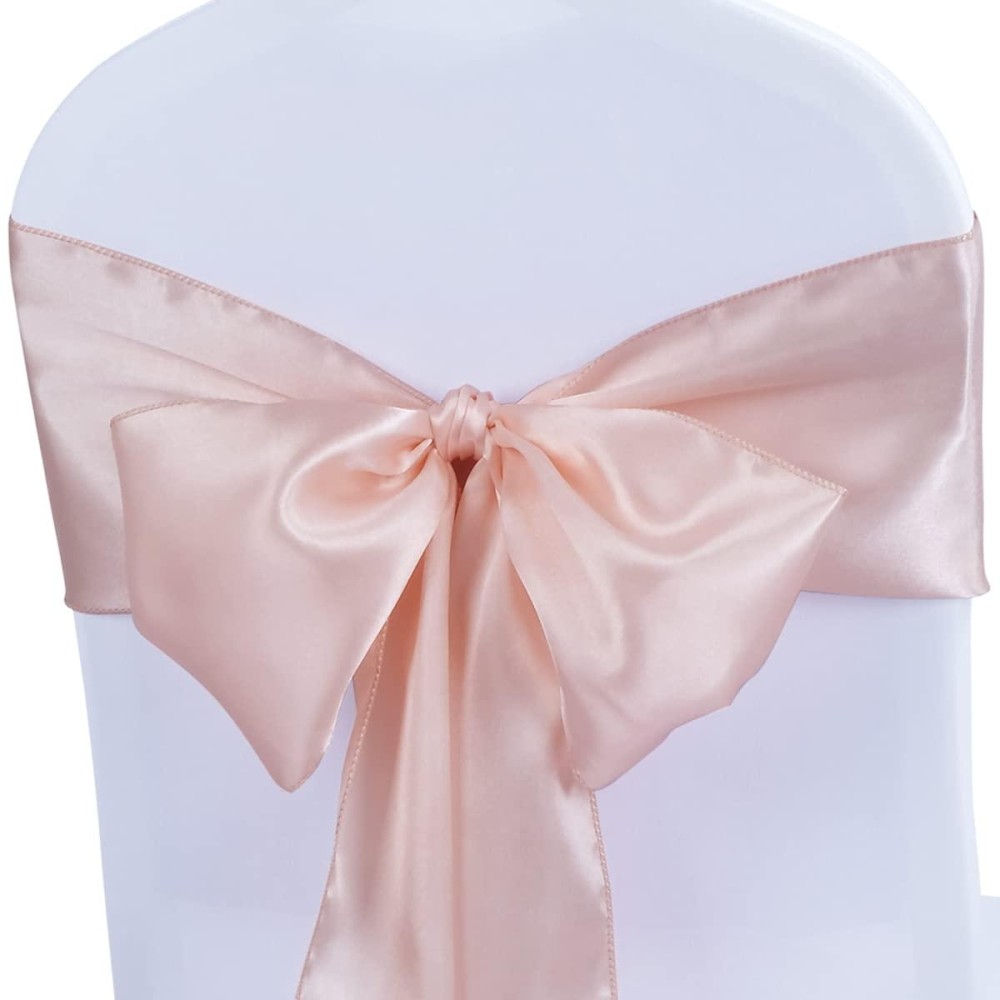 Satin Chair Sashes Ties - Babenest Upgraded 10 Pcs Chair Ribbons Bows For Wedding Banquet Party Christmas Baby Shower Events Decoration (Blush Pink)