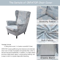 Crfatop Printed Wing Chair Slipcovers 2 Piece Stretch Wingback Chair Cover Spandex Fabric Wingback Armchair Covers With Elastic Bottom For Living Room Bedroom Wingback Chair (A18)