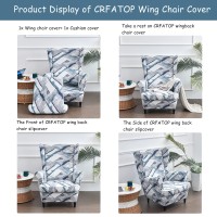 Crfatop Printed Wing Chair Slipcovers 2 Piece Stretch Wingback Chair Cover Spandex Fabric Wingback Armchair Covers With Elastic Bottom For Living Room Bedroom Wingback Chair (A20)