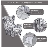 Crfatop Printed Wing Chair Slipcovers 2 Piece Stretch Wingback Chair Cover Spandex Fabric Wingback Armchair Covers With Elastic Bottom For Living Room Bedroom Wingback Chair (A26)