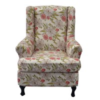Crfatop 2 Piece Stretch Wingback Chair Cover Printed Wing Chair Slipcovers Spandex Fabric Wingback Armchair Covers With Elastic Bottom For Living Room Bedroom Wingback Chair (09)