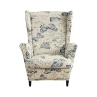 Crfatop 2 Piece Stretch Wingback Chair Cover Printed Wing Chair Slipcovers Spandex Fabric Wingback Armchair Covers With Elastic Bottom For Living Room Bedroom Wingback Chair (04)