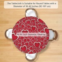 Elastic Edge Round Tablecloth Valentines Day Love Heart Fitted Table Cover Waterproof Wipeable Table Cloth For Parties Outdoor