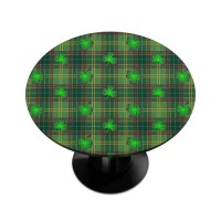 Elastic Edge Round Tablecloth Green Grid St Patricks Day Fitted Table Cover Waterproof Wipeable Table Cloth For Parties Outdoo