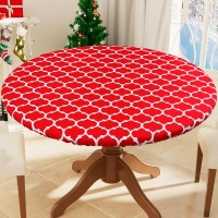 Smiry Round Picnic Tablecloth, Waterproof Elastic Fitted Table Covers For 57