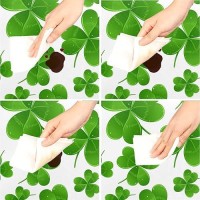 Round Fitted Tablecloth With Elastic Edge St Patricks Day Clover Table Cover Waterproof Wipeable Table Cloth For Parties Outdo