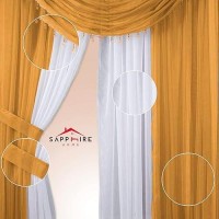 Sapphire Home Window Sheer Curtains - Two Tone 4 Panels Set With Valance And Tiebacks  55