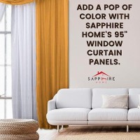 Sapphire Home Window Sheer Curtains - Two Tone 4 Panels Set With Valance And Tiebacks  55