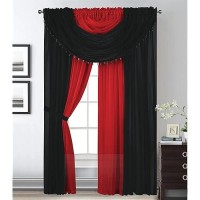 Sapphire Home Window Sheer Curtains - Two Tone 4 Panels Set With Valance And Tiebacks  55