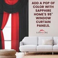 Sapphire Home Window Sheer Curtains - Two Tone 4 Panels Set With Valance And Tiebacks  55