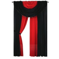 Sapphire Home Window Sheer Curtains - Two Tone 4 Panels Set With Valance And Tiebacks  55