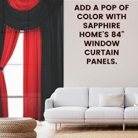 Sapphire Home Window Sheer Curtains - Two Tone 4 Panels Set With Valance And Tiebacks  55