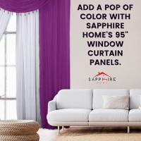 Sapphire Home Window Sheer Curtains - Two Tone 4 Panels Set With Valance And Tiebacks  55