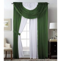 Sapphire Home Window Sheer Curtains - Two Tone 4 Panels Set With Valance And Tiebacks  55